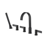 Isenberg By Flusso - Five Hole Deck Mounted Roman Tub Faucet With Hand Shower - Matte Black