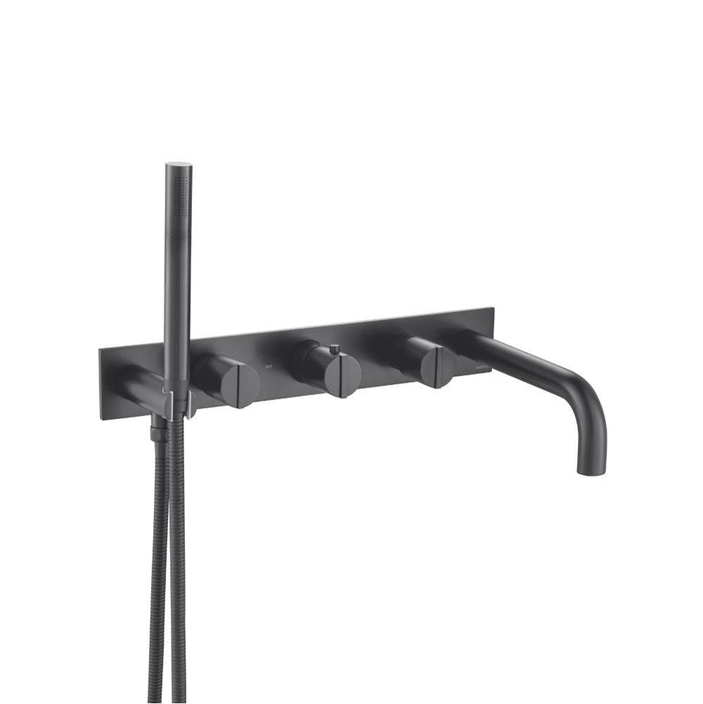 Isenberg By Flusso - Wall Mount Tub Filler With Hand Shower - Matte Black