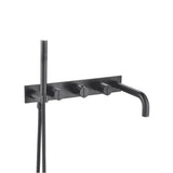 Isenberg By Flusso - Wall Mount Tub Filler With Hand Shower - Matte Black