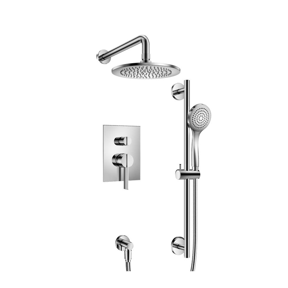 Isenberg By Flusso - Two Output Shower Set With Shower Head, Hand Held And Slide Bar - Chrome