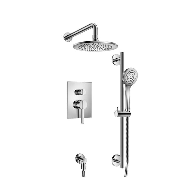 Isenberg By Flusso - Two Output Shower Set With Shower Head, Hand Held And Slide Bar - Chrome