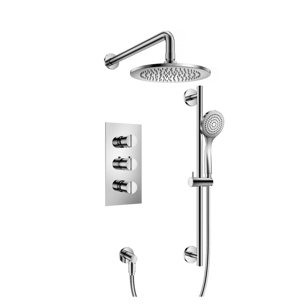 Isenberg By Flusso - Two Output Shower Set With Shower Head, Hand Held And Slide Bar - Chrome