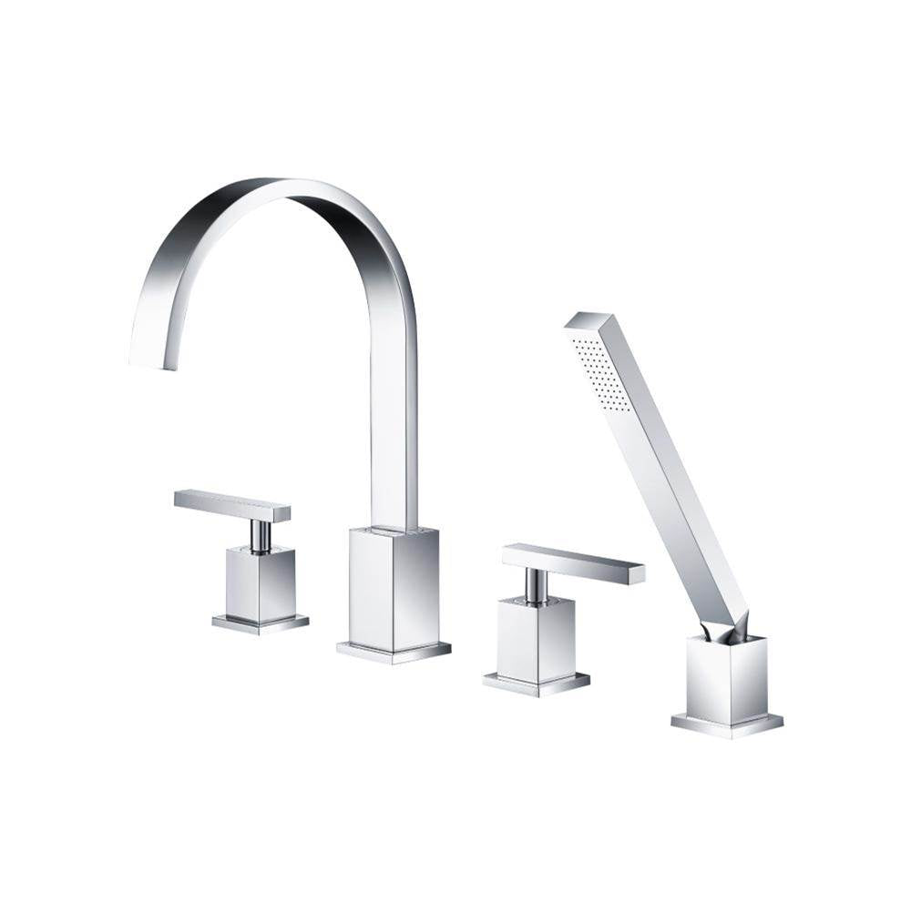 Isenberg By Flusso - 4 Hole Deck Mounted Roman Tub Faucet With Hand Shower - Chrome