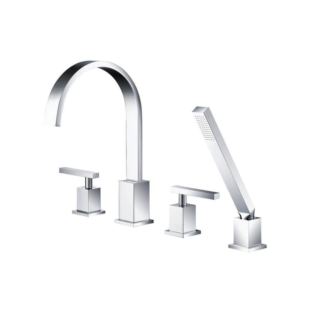 Isenberg By Flusso - 4 Hole Deck Mounted Roman Tub Faucet With Hand Shower - Chrome