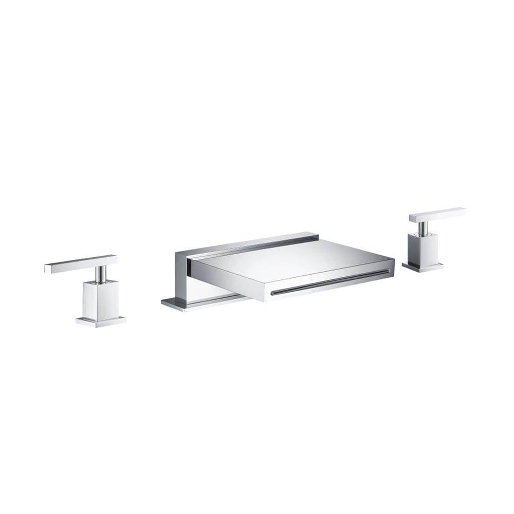 Isenberg By Flusso - 3 Hole Deck Mount Cascade / Sheet Flow Roman Tub Faucet - Chrome