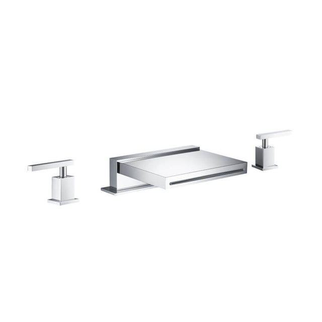 Isenberg By Flusso - 3 Hole Deck Mount Cascade / Sheet Flow Roman Tub Faucet - Chrome