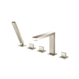 Isenberg By Flusso - Five Hole Deck Mounted Roman Tub Faucet With Hand Shower - Brushed Nickel PVD