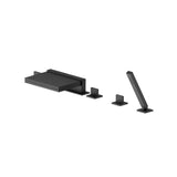 Isenberg By Flusso - Five Hole Deck Mounted Cascade Flow Roman Tub Faucet With Hand Shower - Matte Black