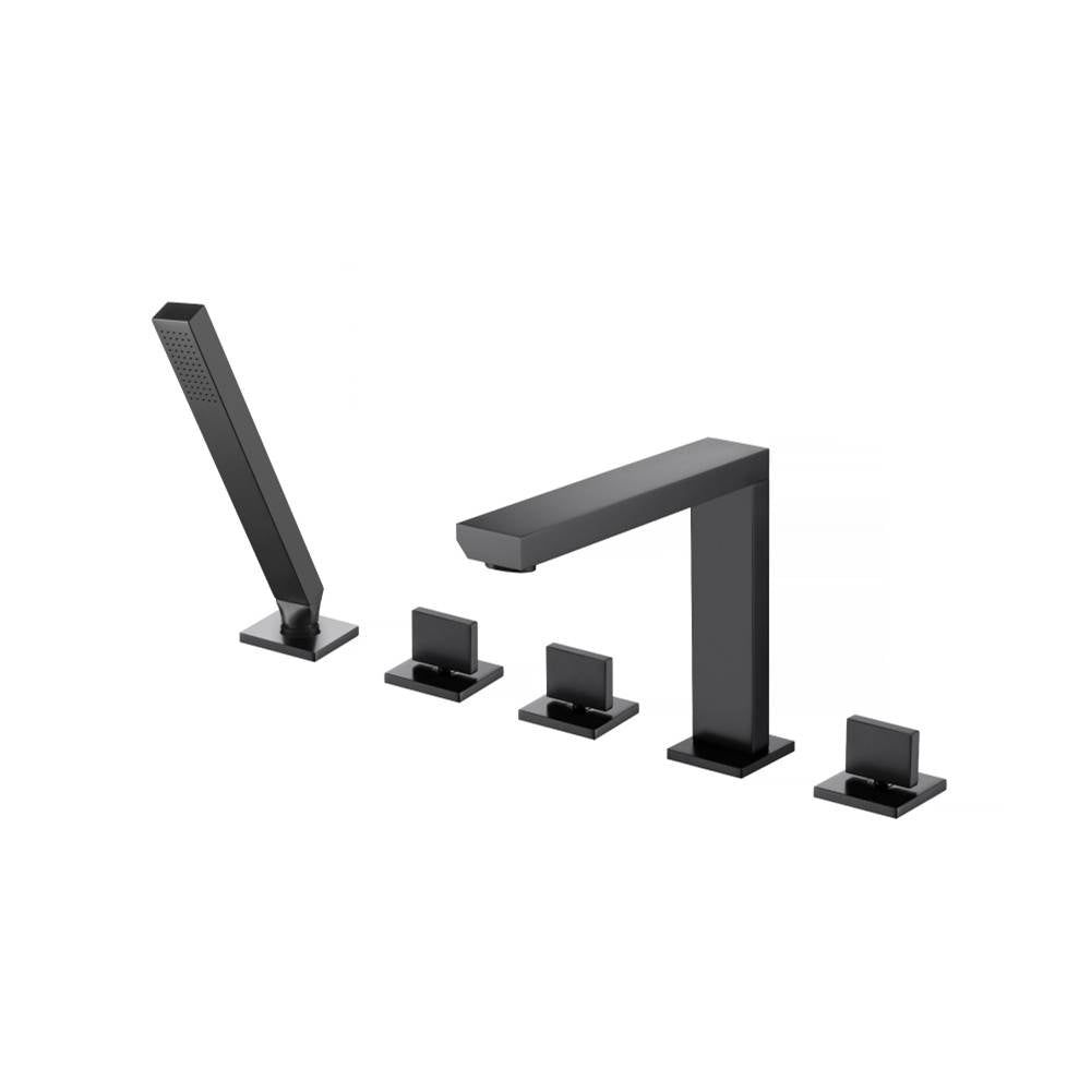 Isenberg By Flusso - Five Hole Deck Mounted Roman Tub Faucet With Hand Shower - Matte Black