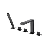 Isenberg By Flusso - Five Hole Deck Mounted Roman Tub Faucet With Hand Shower - Matte Black