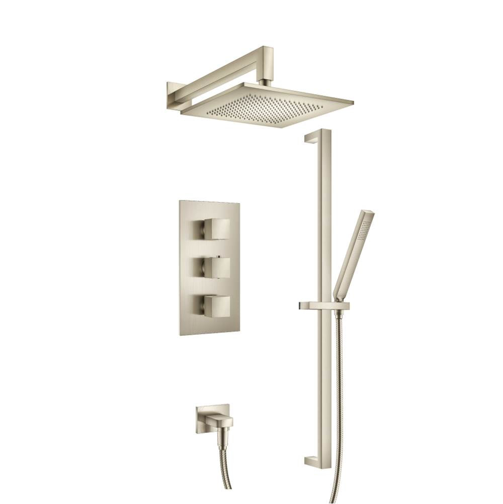 Isenberg By Flusso - Two Output Shower Set With Shower Head, Hand Held And Slide Bar - Brushed Nickel PVD