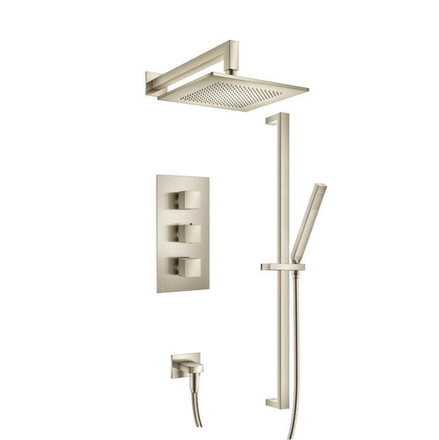 Isenberg By Flusso - Two Output Shower Set With Shower Head, Hand Held And Slide Bar - Brushed Nickel PVD