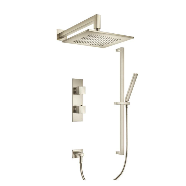 Isenberg By Flusso - Two Output Shower Set With Shower Head, Hand Held And Slide Bar - Brushed Nickel PVD