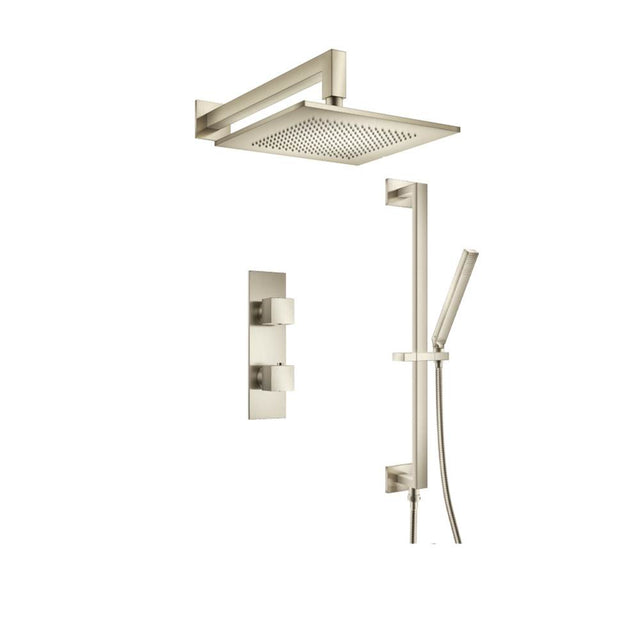 Isenberg By Flusso - Two Output Shower Set With Shower Head, Hand Held And Slide Bar - Brushed Nickel PVD
