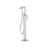 Isenberg By Flusso - Freestanding Floor Mount Bathtub / Tub Filler With Hand Shower - Brushed Nickel PVD