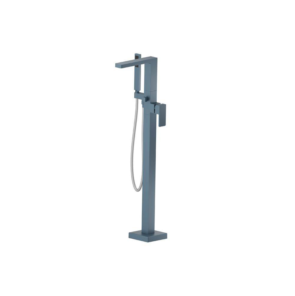 Isenberg By Flusso - Freestanding Floor Mount Bathtub / Tub Filler With Hand Shower - Blue Platinum