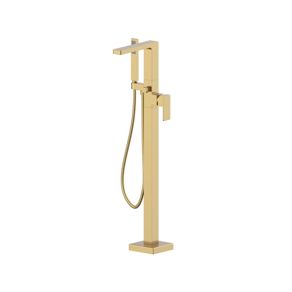 Isenberg By Flusso - Freestanding Floor Mount Bathtub / Tub Filler With Hand Shower - Satin Brass PVD