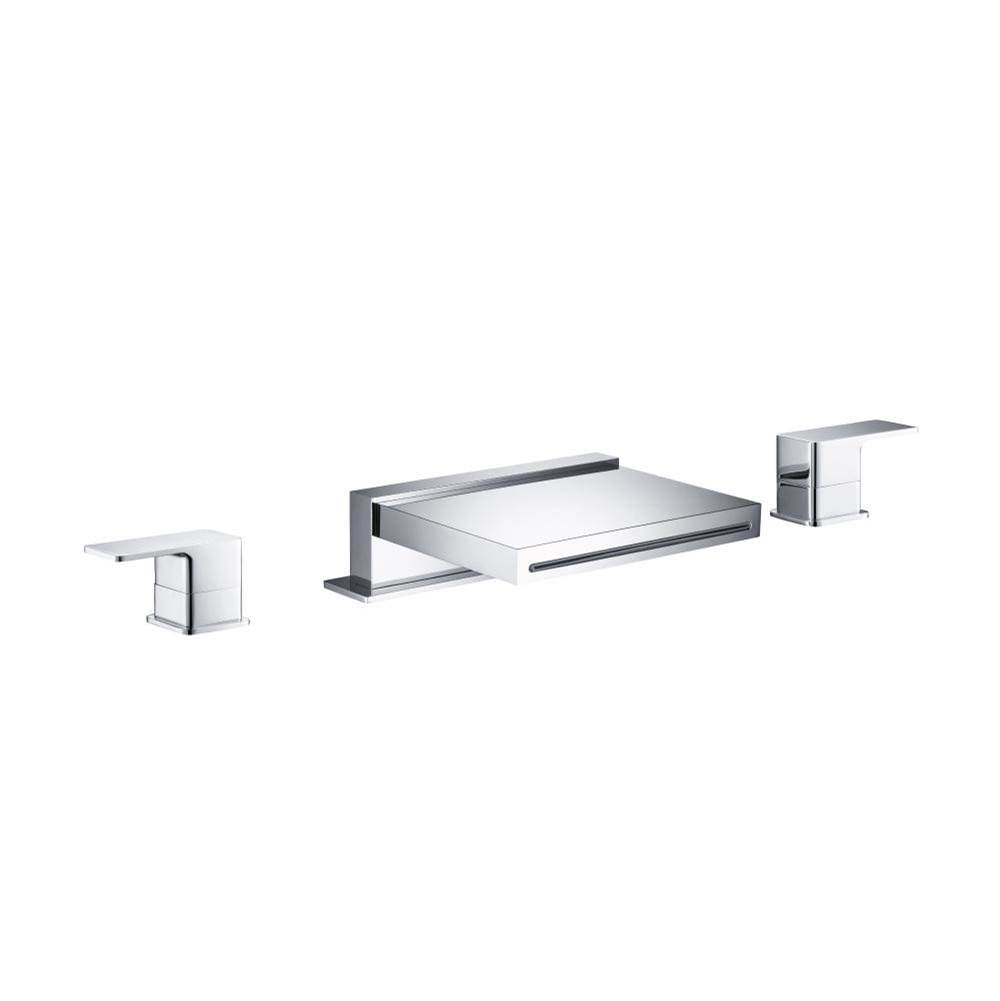 Isenberg By Flusso - 3 Hole Deck Mount Cascade / Sheet Flow Roman Tub Faucet - Matte Black