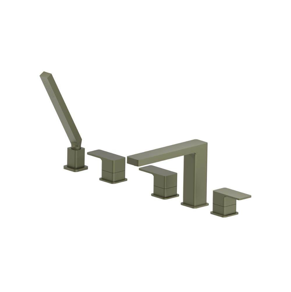 Isenberg By Flusso - Five Hole Deck Mounted Roman Tub Faucet With Hand Shower - Army Green