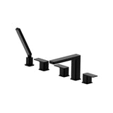 Isenberg By Flusso - Five Hole Deck Mounted Roman Tub Faucet With Hand Shower - Gloss Black