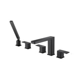 Isenberg By Flusso - Five Hole Deck Mounted Roman Tub Faucet With Hand Shower - Matte Black