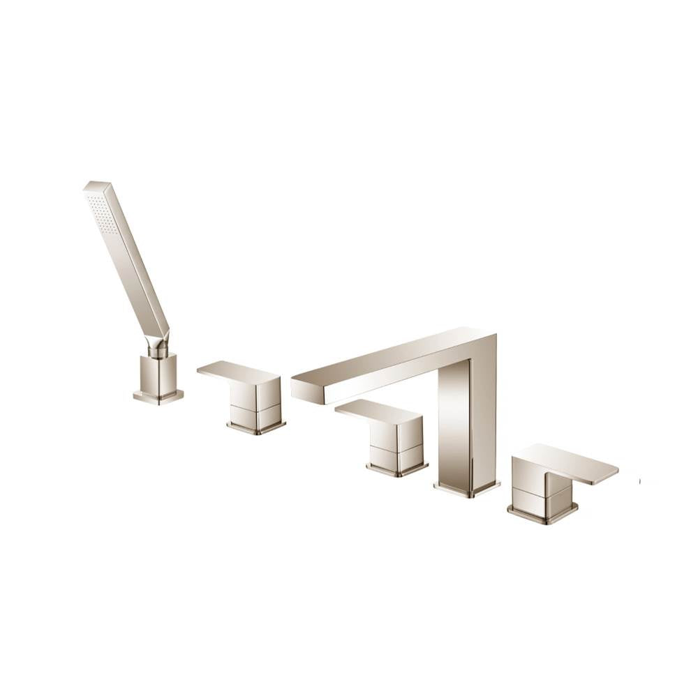 Isenberg By Flusso - Five Hole Deck Mounted Roman Tub Faucet With Hand Shower - Polished Nickel PVD