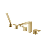 Isenberg By Flusso - Five Hole Deck Mounted Roman Tub Faucet With Hand Shower - Satin Brass PVD