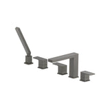 Isenberg By Flusso - Five Hole Deck Mounted Roman Tub Faucet With Hand Shower - Steel Grey
