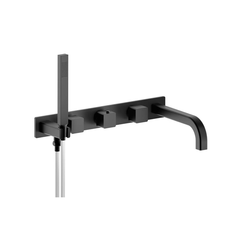 Isenberg By Flusso - Wall Mount Tub Filler With Hand Shower - Gloss Black
