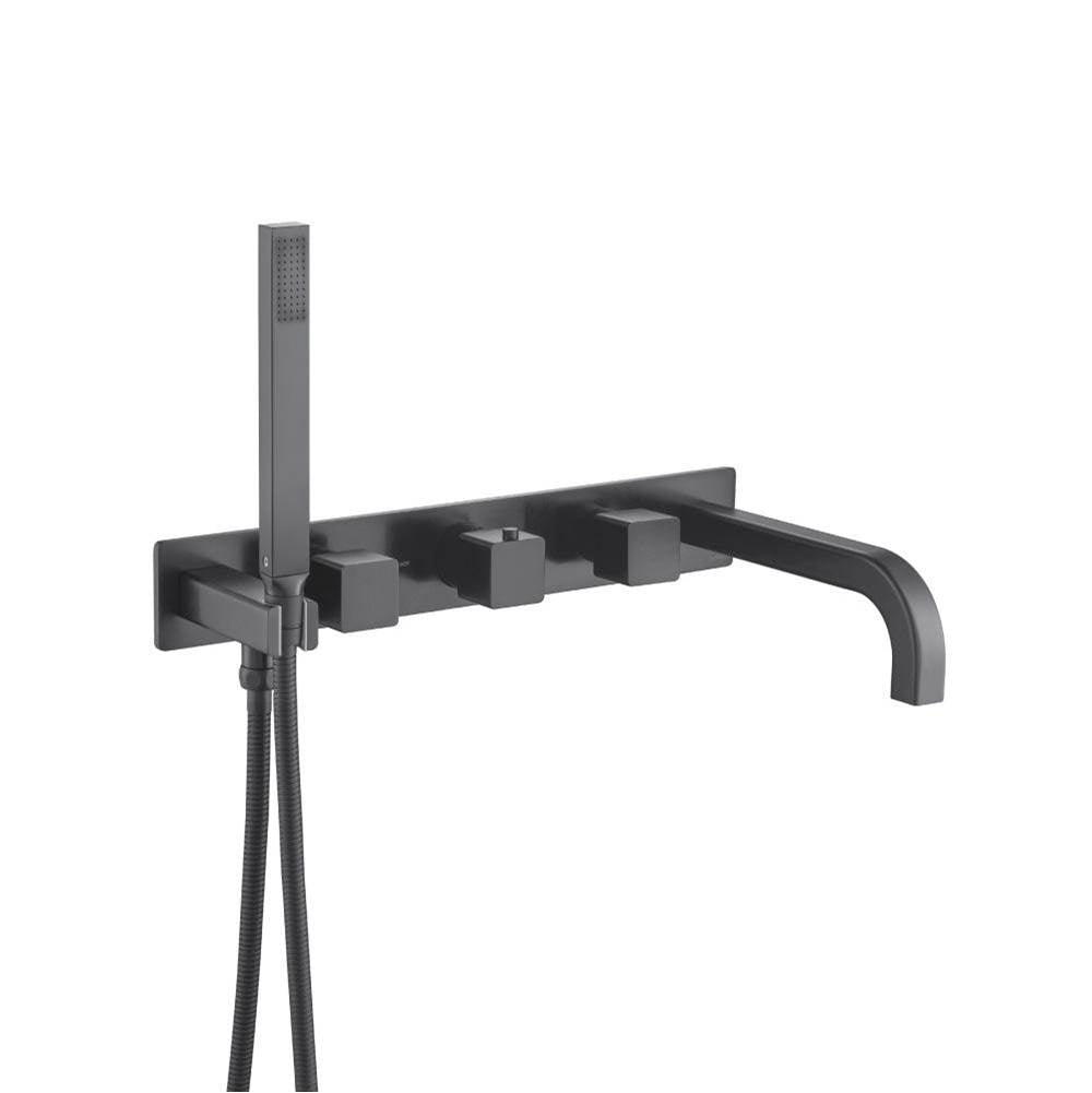 Isenberg By Flusso - Wall Mount Tub Filler With Hand Shower - Matte Black