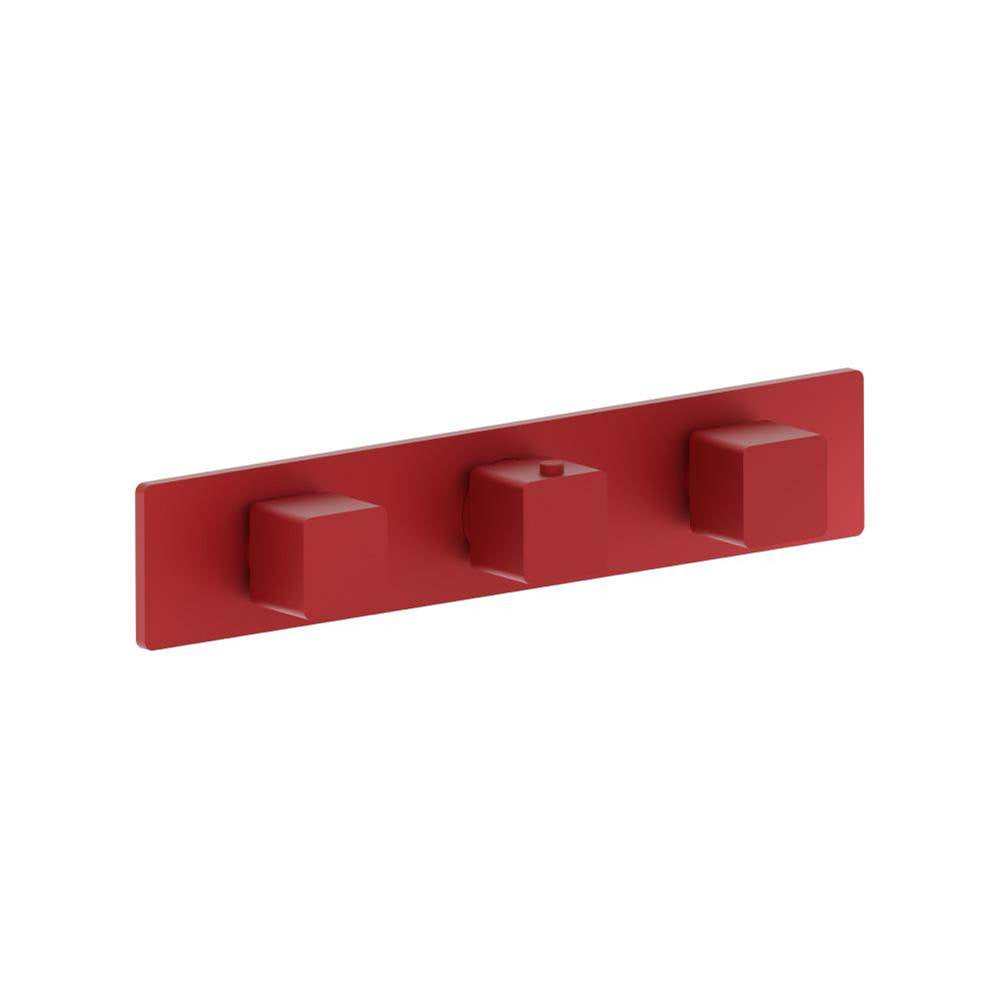 Isenberg By Flusso - 3/4'' Horizontal Thermostatic Valve with 2 Volume Controls &  Trim - Deep Red