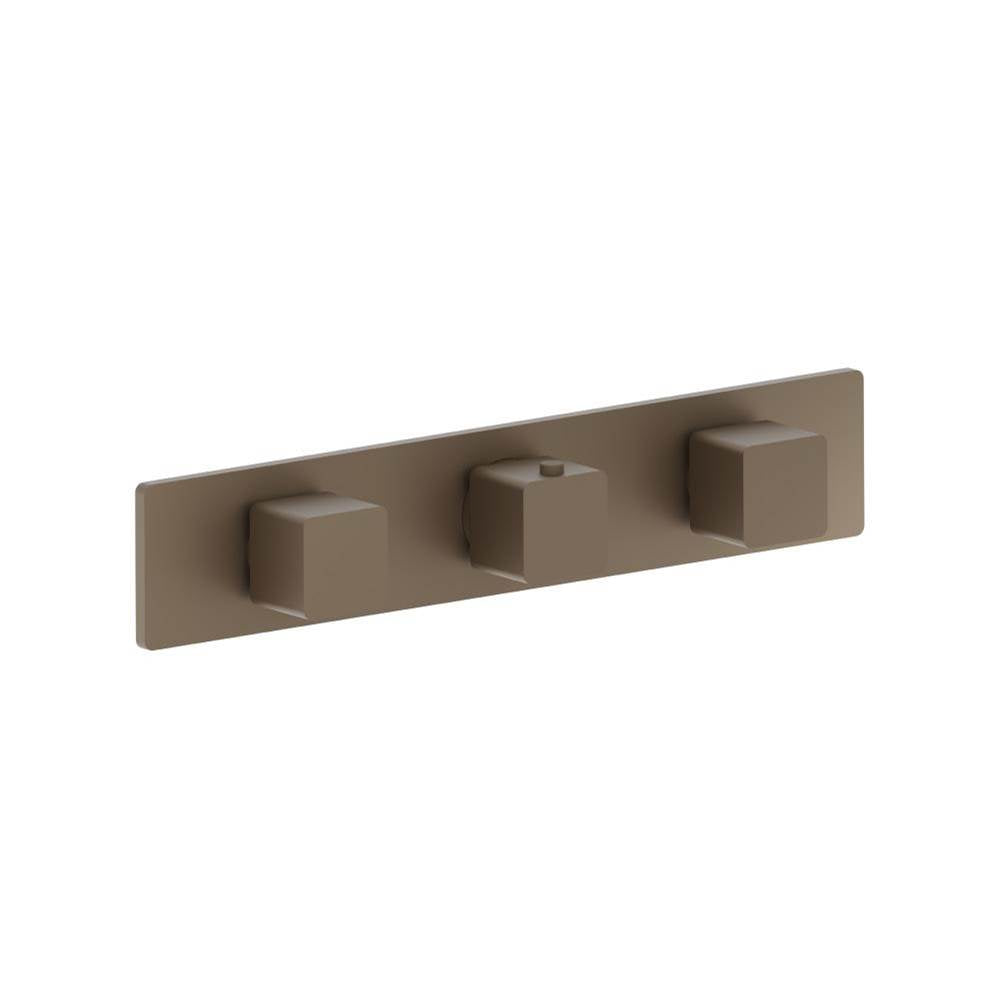 Isenberg By Flusso - 3/4'' Horizontal Thermostatic Valve with 2 Volume Controls &  Trim - Dark Tan