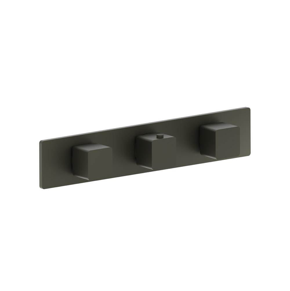 Isenberg By Flusso - 3/4'' Horizontal Thermostatic Valve with 2 Volume Controls &  Trim - Gun Metal Grey