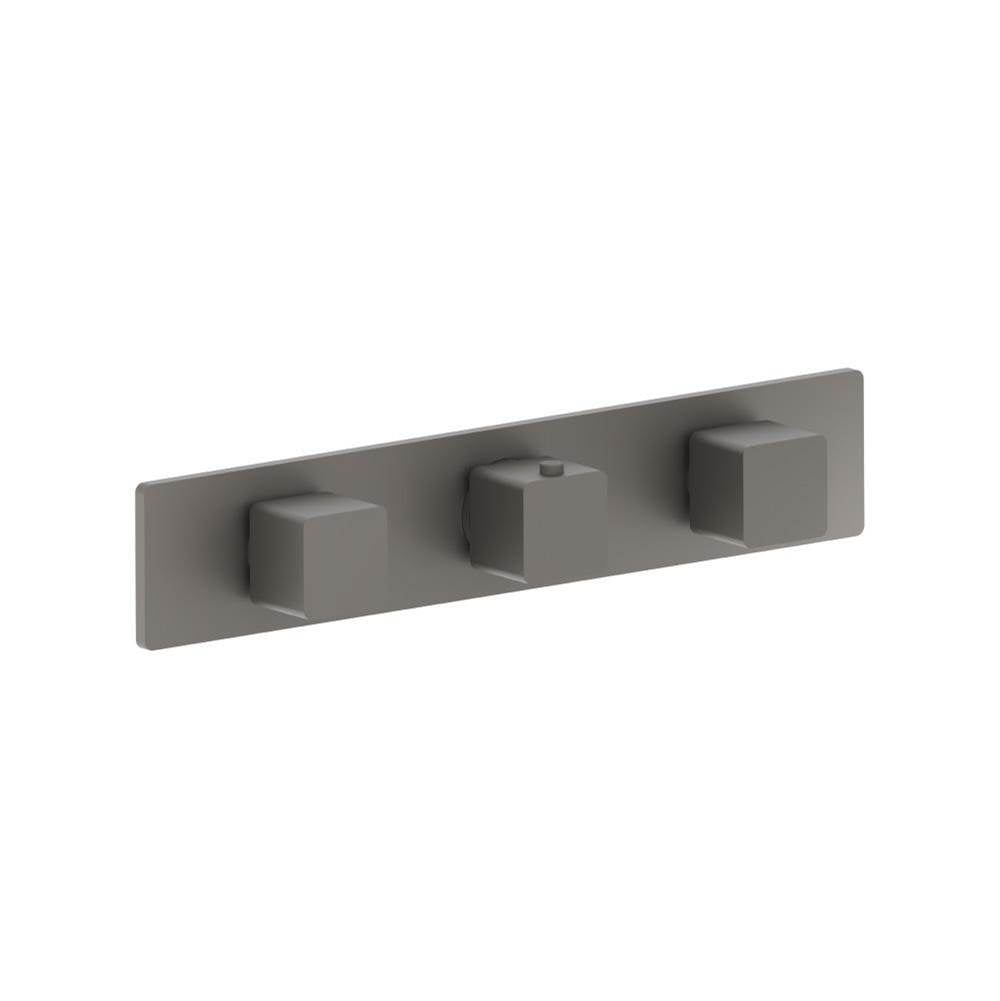 Isenberg By Flusso - 3/4'' Horizontal Thermostatic Valve with 2 Volume Controls &  Trim - Steel Grey