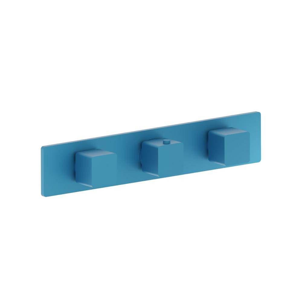 Isenberg By Flusso - 3/4'' Horizontal Thermostatic Valve with 2 Volume Controls &  Trim - Sky Blue
