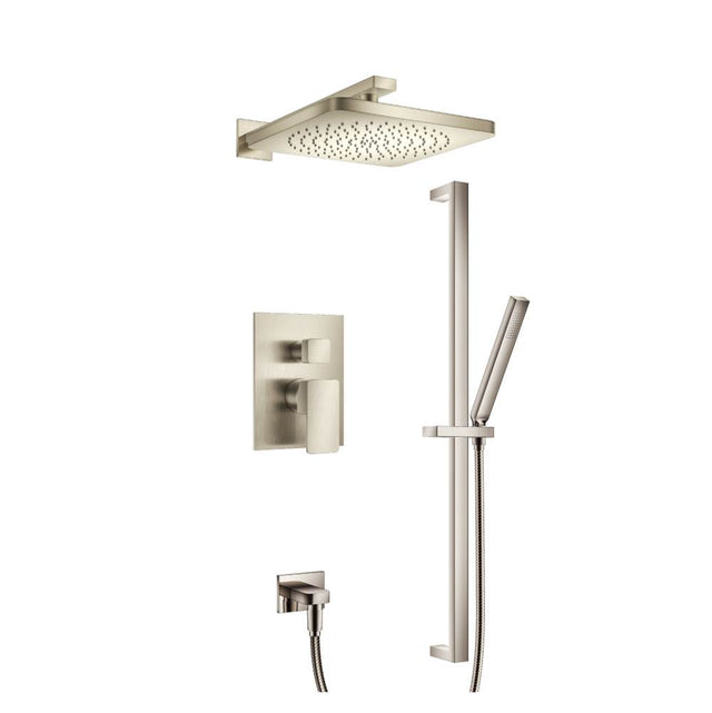 Isenberg By Flusso - Two Output Shower Set With Shower Head, Hand Held And Slide Bar - Brushed Nickel PVD
