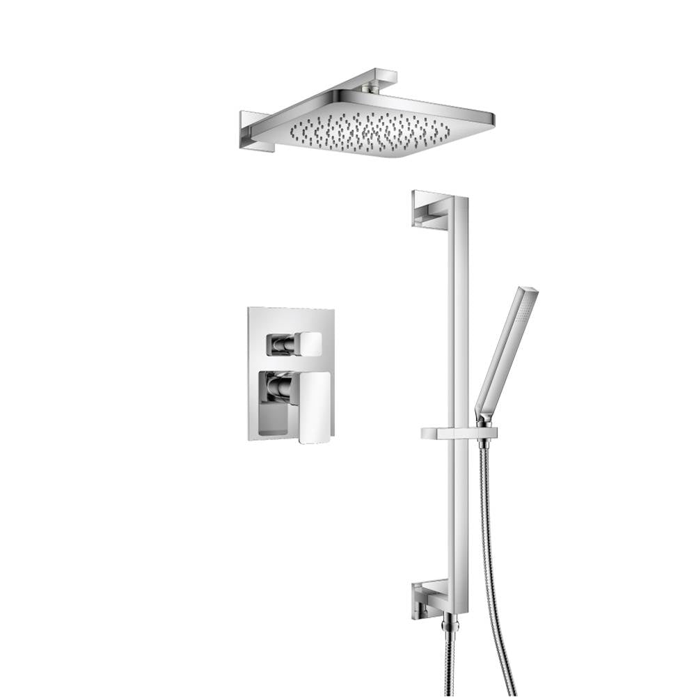 Isenberg By Flusso - Two Output Shower Set With Shower Head, Hand Held And Slide Bar - Chrome