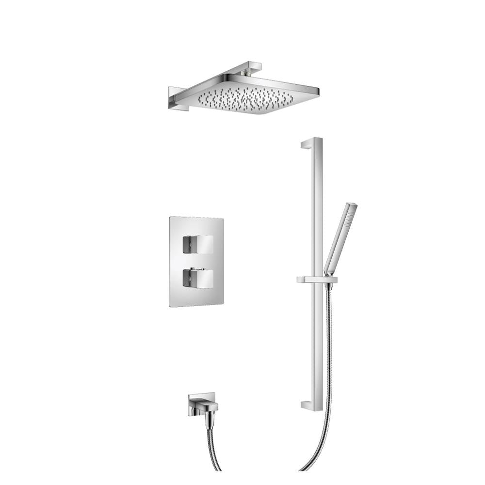 Isenberg By Flusso - Two Output Shower Set With Shower Head, Hand Held And Slide Bar - Chrome