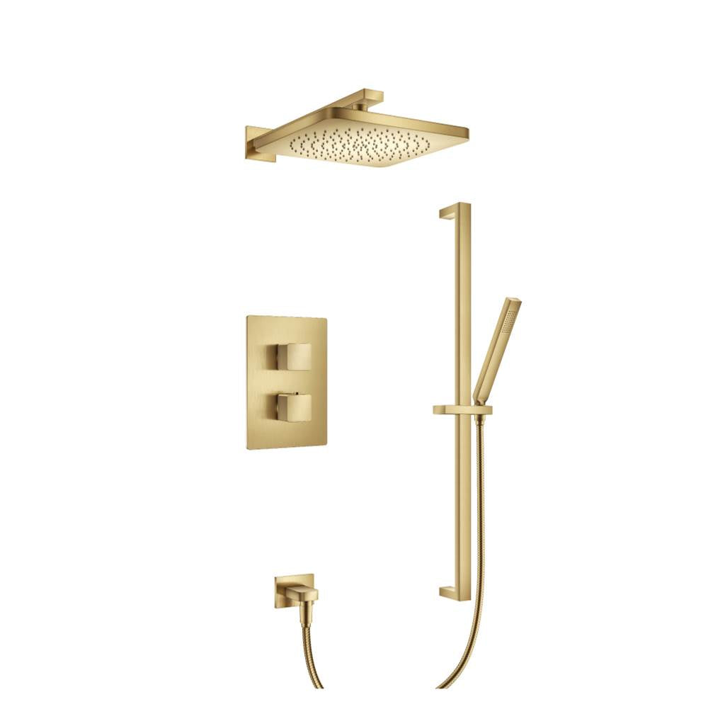 Isenberg By Flusso - Two Output Shower Set With Shower Head, Hand Held And Slide Bar - Satin Brass PVD