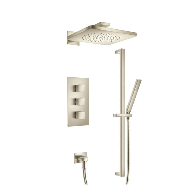 Isenberg By Flusso - Two Output Shower Set With Shower Head, Hand Held And Slide Bar - Brushed Nickel PVD