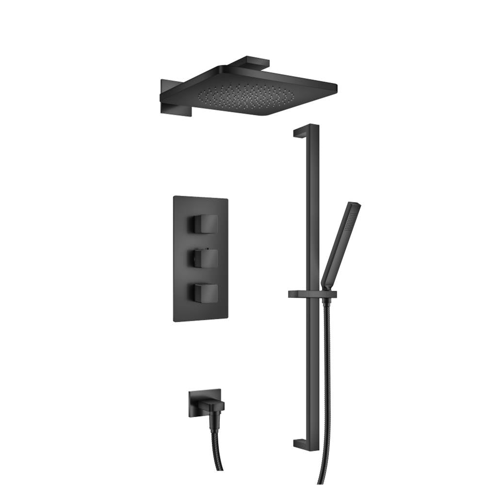 Isenberg By Flusso - Two Output Shower Set With Shower Head, Hand Held And Slide Bar - Matte Black