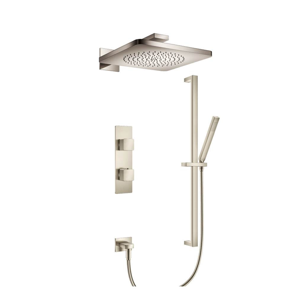 Isenberg By Flusso - Two Output Shower Set With Shower Head, Hand Held And Slide Bar - Brushed Nickel PVD