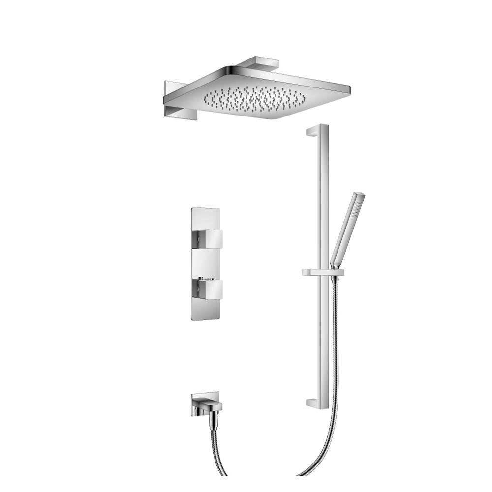 Isenberg By Flusso - Two Output Shower Set With Shower Head, Hand Held And Slide Bar - Chrome
