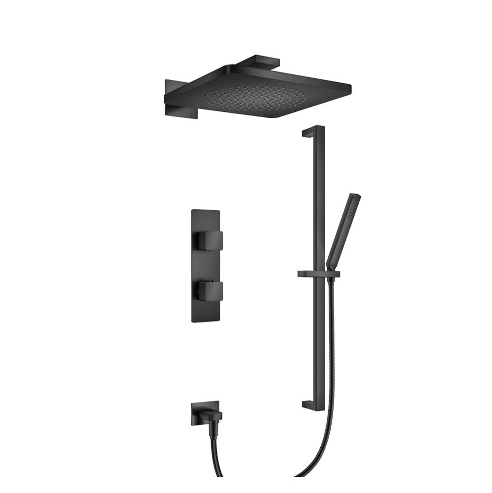Isenberg By Flusso - Two Output Shower Set With Shower Head, Hand Held And Slide Bar - Matte Black