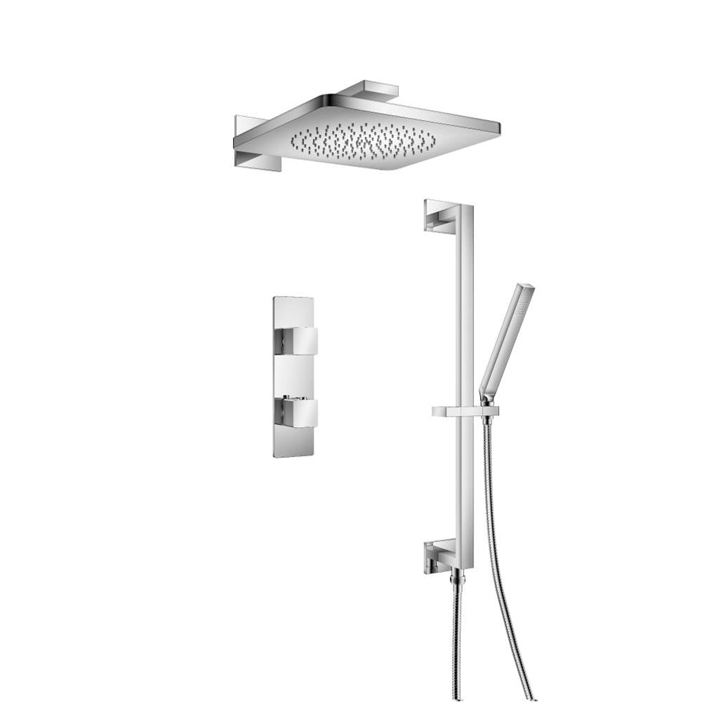 Isenberg By Flusso - Two Output Shower Set With Shower Head, Hand Held And Slide Bar - Chrome