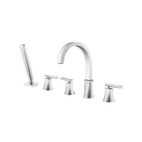 Isenberg By Flusso - Five Hole Deck Mounted Roman Tub Faucet With Hand Shower - Chrome