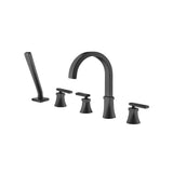Isenberg By Flusso - Five Hole Deck Mounted Roman Tub Faucet With Hand Shower - Matte Black