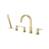 Isenberg By Flusso - Five Hole Deck Mounted Roman Tub Faucet With Hand Shower - Satin Brass PVD