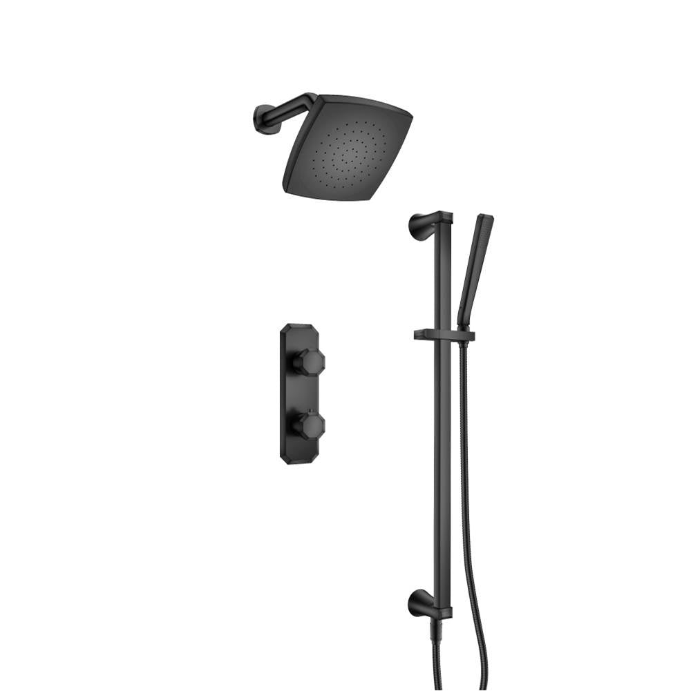 Isenberg By Flusso - Two Output Shower Set With Shower Head, Hand Held And Slide Bar - Matte Black