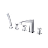 Isenberg By Flusso - Five Hole Deck Mounted Roman Tub Faucet With Hand Shower - Chrome